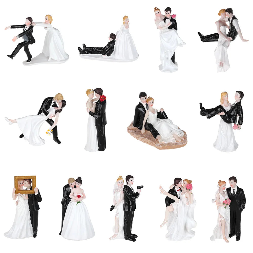16 types Synthetic Resin Bride&Groom Couple Cake Topper Wedding Decoration Figurine Gift Valentine's Day Engagement Decor