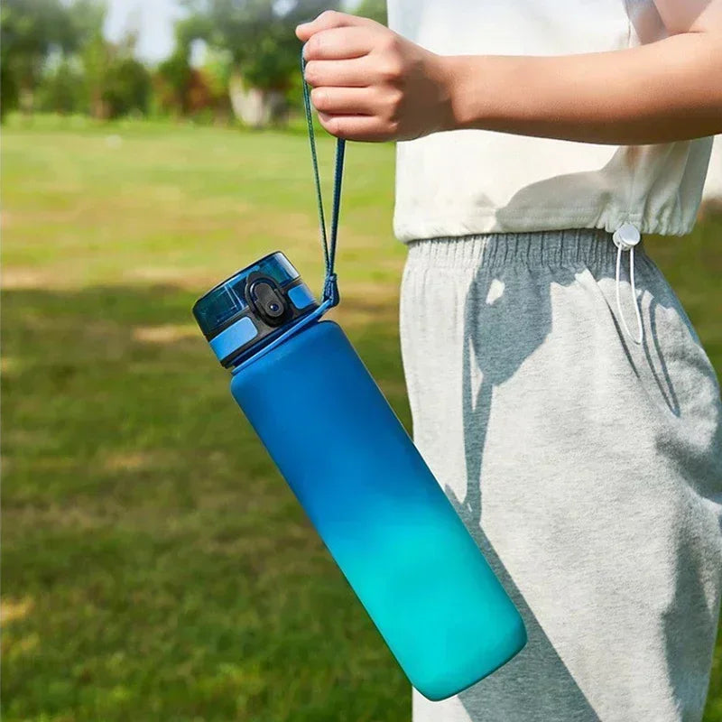 1 Liter Large Capacity Sports Water Bottle Leak Proof Colorful Plastic Cup Drinking Outdoor Travel Portable Gym Fitness Jugs