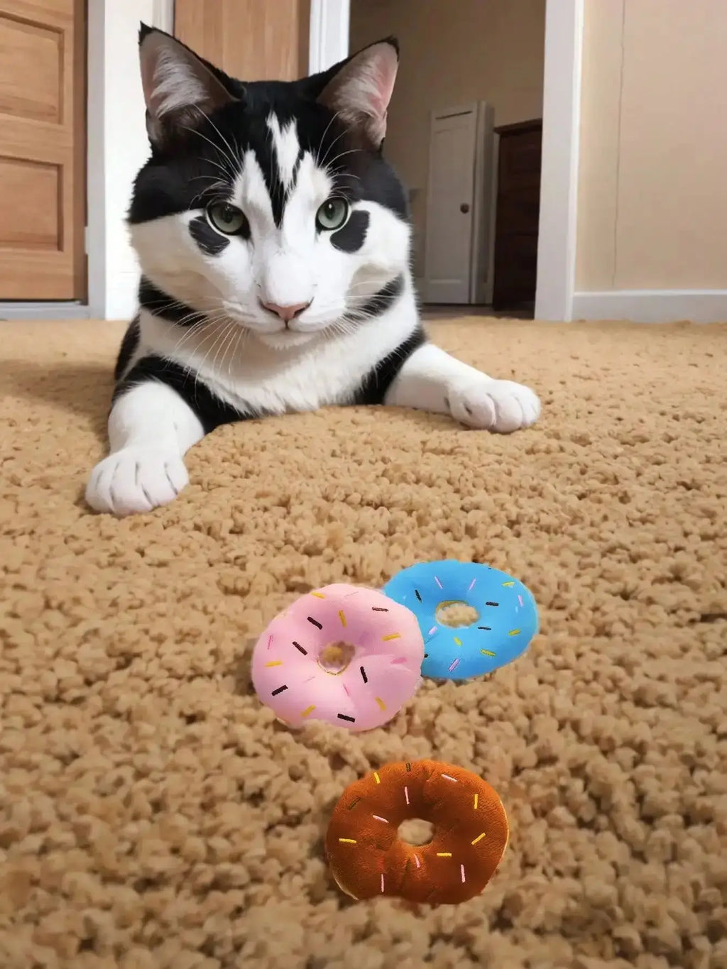 1 plush donut pet toy, interactive toy for gnawing and playing, teddy dog, cat must love it