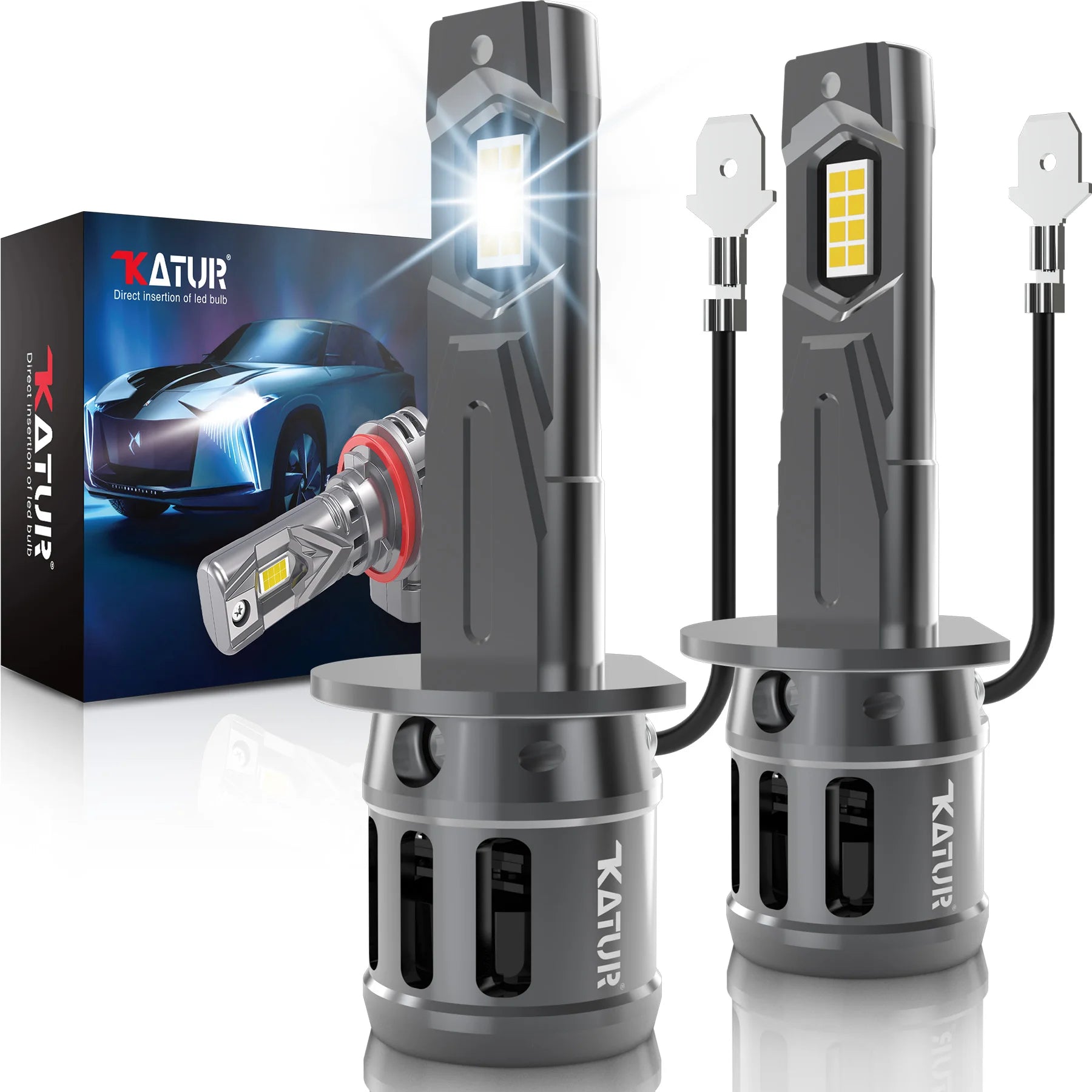 Katur 2Pcs H7 H4 H8 H11 Base Socket LED Lights Head Lamp 20000LM LED H1 H3 HB3 HB4 9005 9012 HIR2 Car LED Headlight Bulb 6000K
