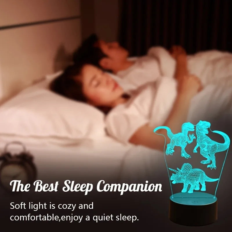 1pc retro dinosaur 3D night light, USB interface table light, holiday atmosphere decorative lamp, holiday gift to friends.