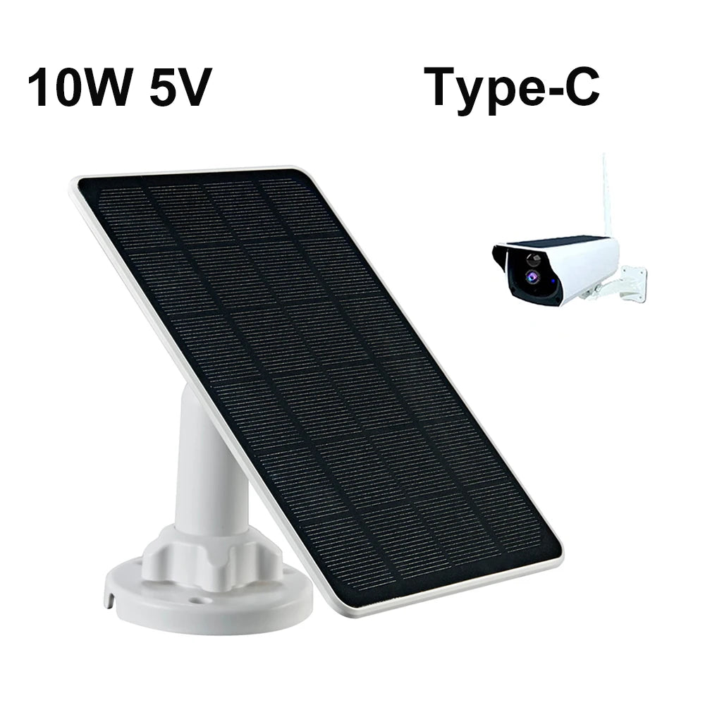 10W 5V Solar Panel USB/Type-C/Micro USB/DC Port for Security Camera/Small Home Light System Outdoor Solar Cells Charger Powered