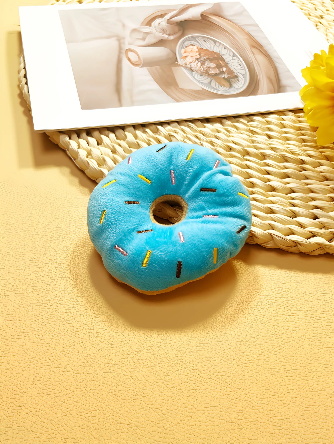 1 plush donut pet toy, interactive toy for gnawing and playing, teddy dog, cat must love it