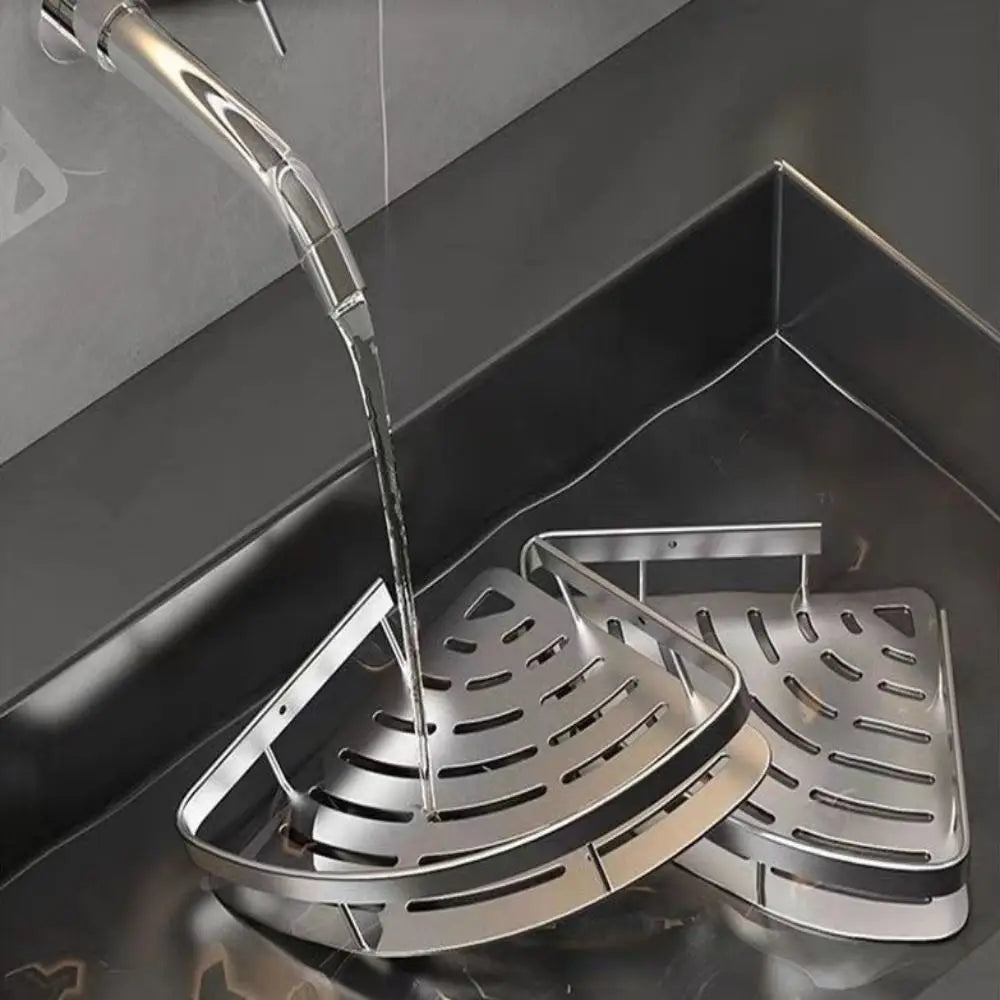 Bathroom Shelves Corner Shower Shelf Aluminum Wall Mount Shampoo Storage Rack Holders No Drill Kitchen Bathroom Accessories