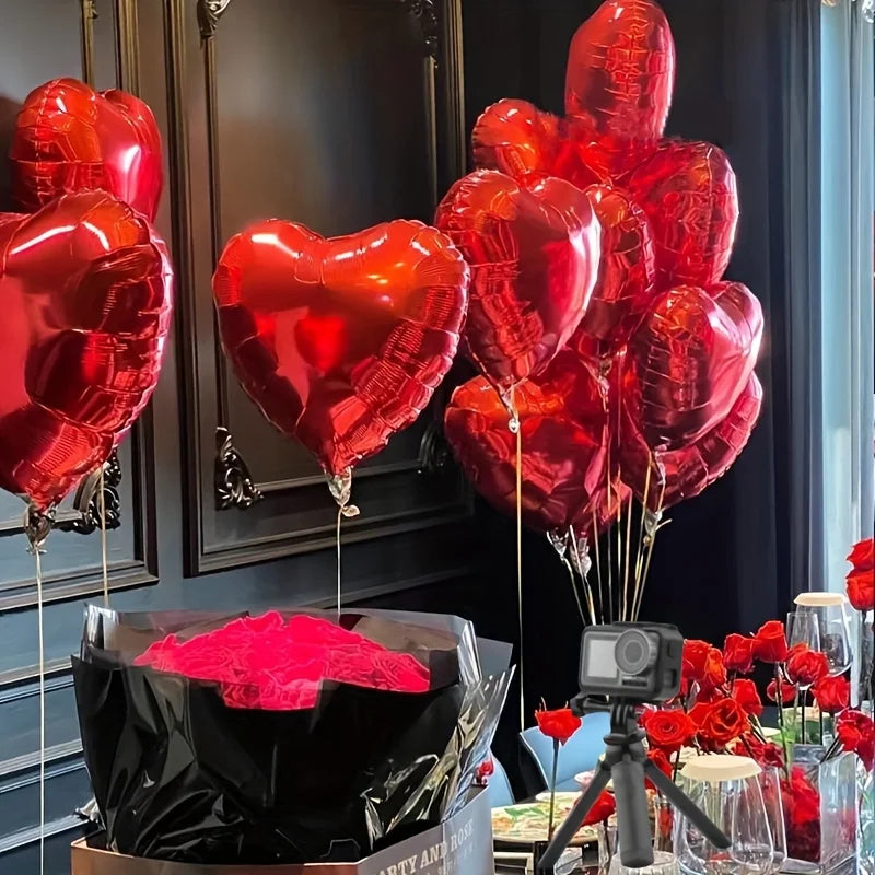 20pcs Red Aluminum Foil Heart-shaped Balloons for Wedding Decoration,Party Heart-shaped Decoration, Valentine's Day Decoration
