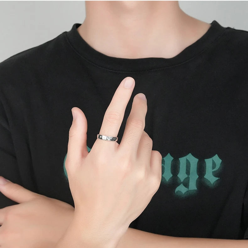 European Enamel AAA CZ Star and Moon Couple Adjuatble Ring For Women Men Birthday Valentine's Day Jewelry