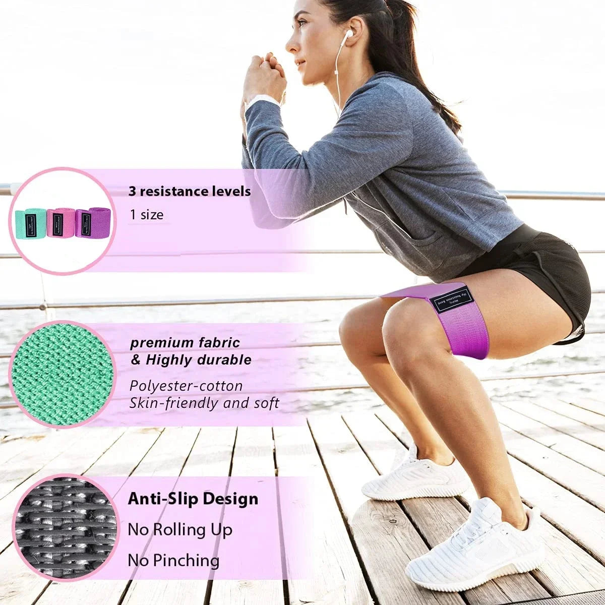 Anti-Slip Resistance Hip Booty Bands Squat Glute Workout Non-slip Trainer Thick Stretch Fitness Strips Loops Yoga Equipment