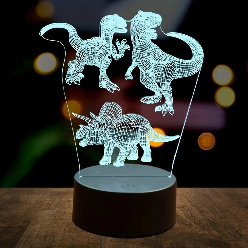 1pc retro dinosaur 3D night light, USB interface table light, holiday atmosphere decorative lamp, holiday gift to friends.