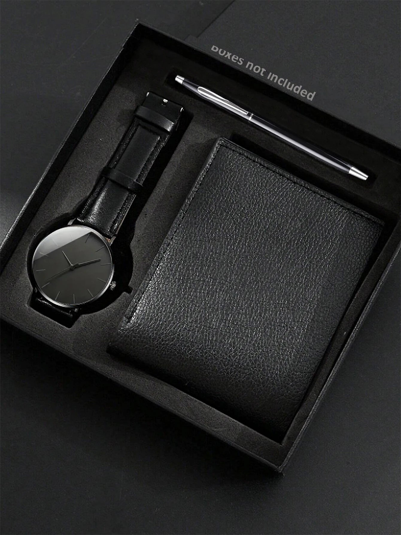 3PCS Simple scale Rhinestone men's quartz watch with Wallet Swivel Pen office set selected gift