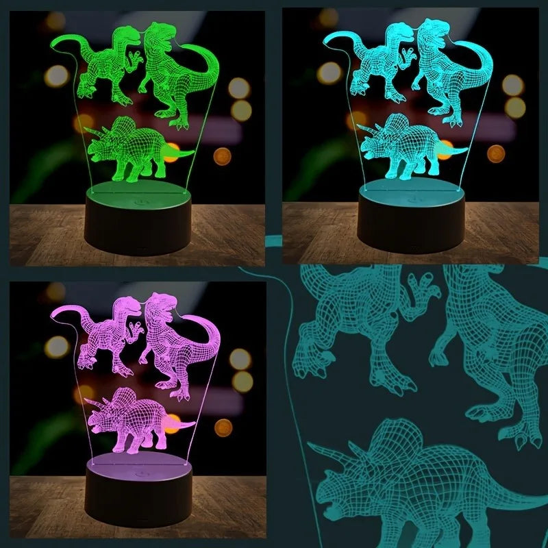 1pc retro dinosaur 3D night light, USB interface table light, holiday atmosphere decorative lamp, holiday gift to friends.