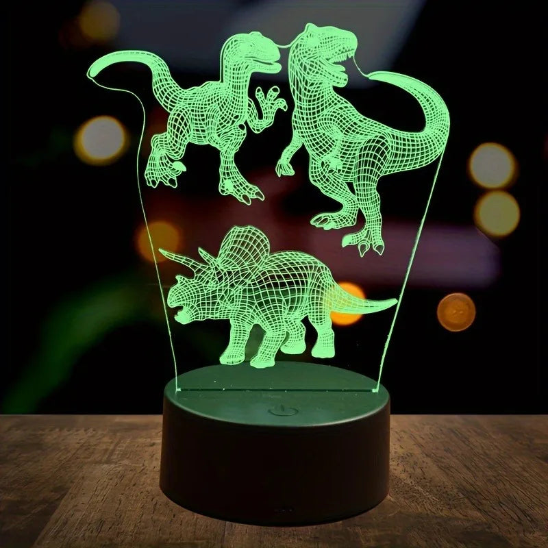 1pc retro dinosaur 3D night light, USB interface table light, holiday atmosphere decorative lamp, holiday gift to friends.