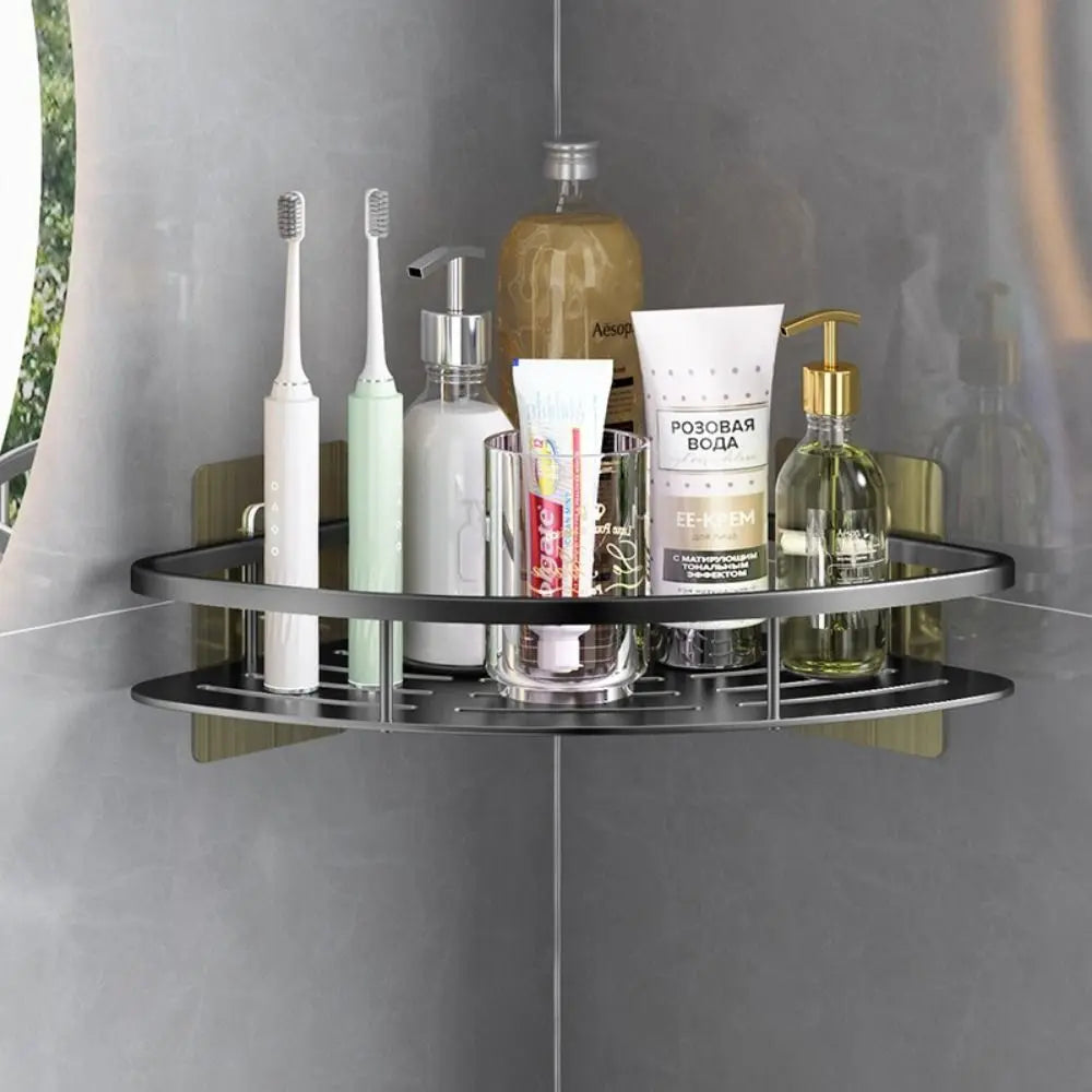 Bathroom Shelves Corner Shower Shelf Aluminum Wall Mount Shampoo Storage Rack Holders No Drill Kitchen Bathroom Accessories
