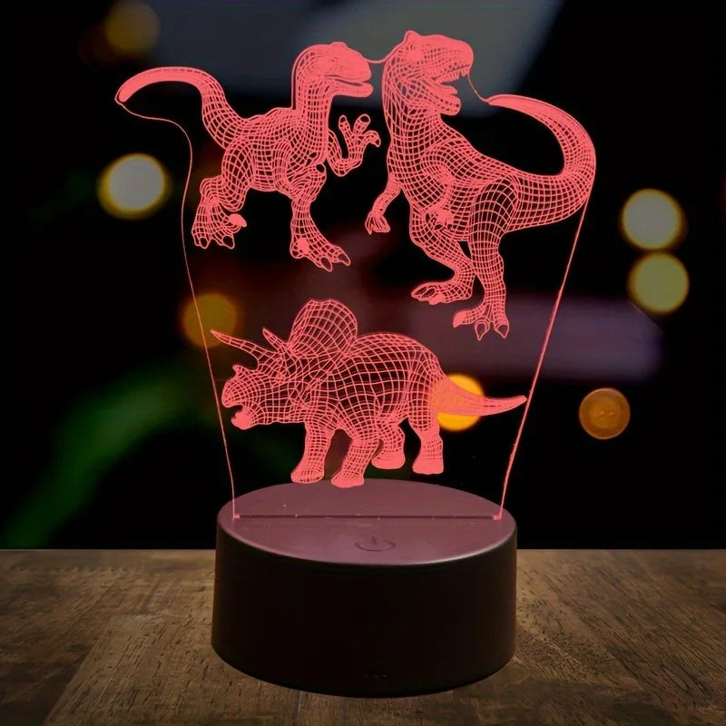 1pc retro dinosaur 3D night light, USB interface table light, holiday atmosphere decorative lamp, holiday gift to friends.