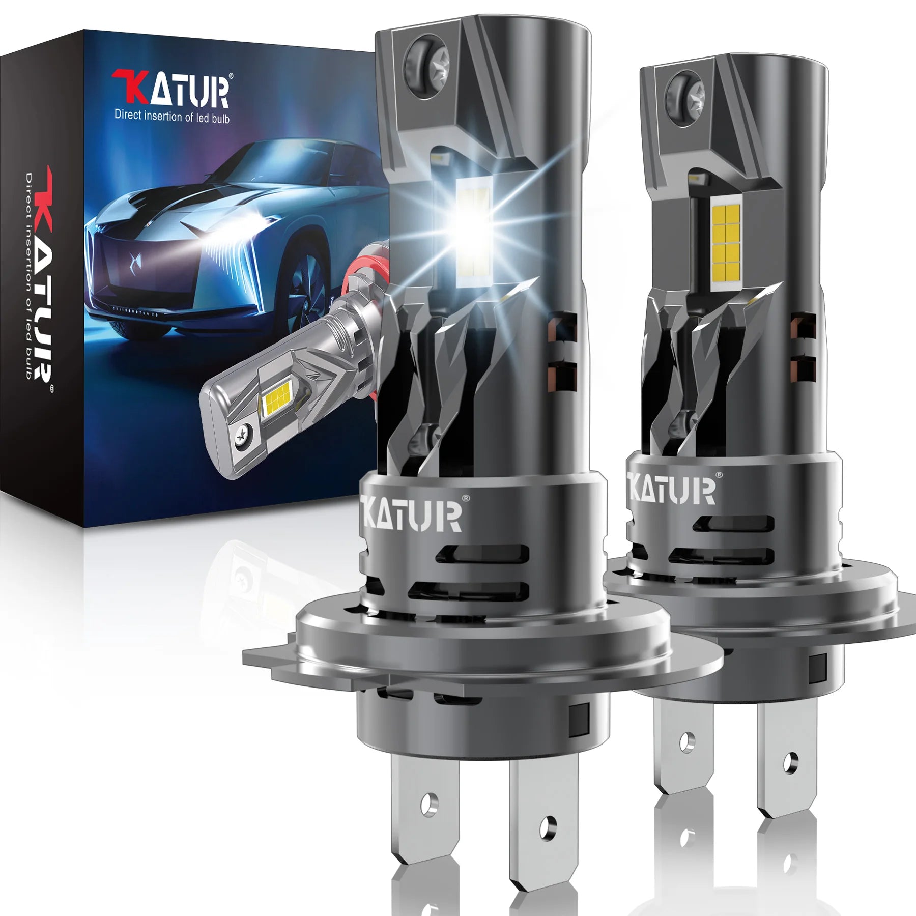 Katur 2Pcs H7 H4 H8 H11 Base Socket LED Lights Head Lamp 20000LM LED H1 H3 HB3 HB4 9005 9012 HIR2 Car LED Headlight Bulb 6000K