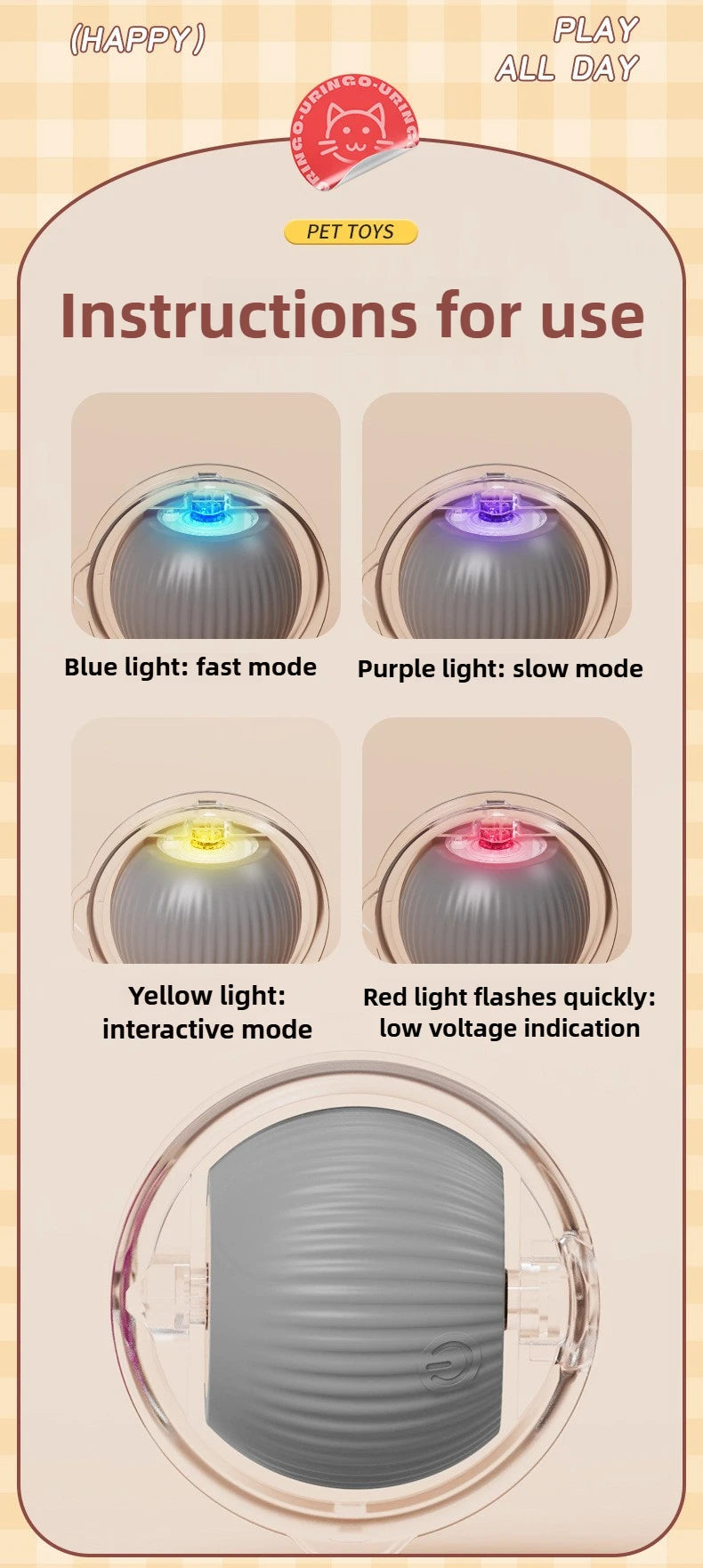 Cat Toys for Cats Ball Dog Toy Ball Electronic Interactive Pet Toy USB Automatic Moving Bouncing for Puppy Cat Products