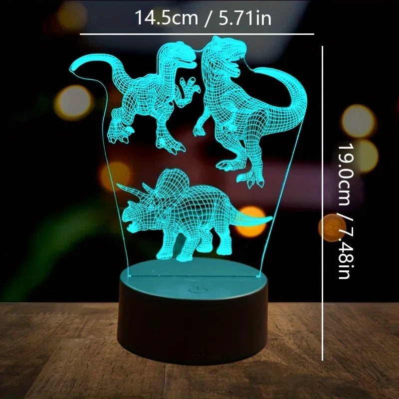 1pc retro dinosaur 3D night light, USB interface table light, holiday atmosphere decorative lamp, holiday gift to friends.