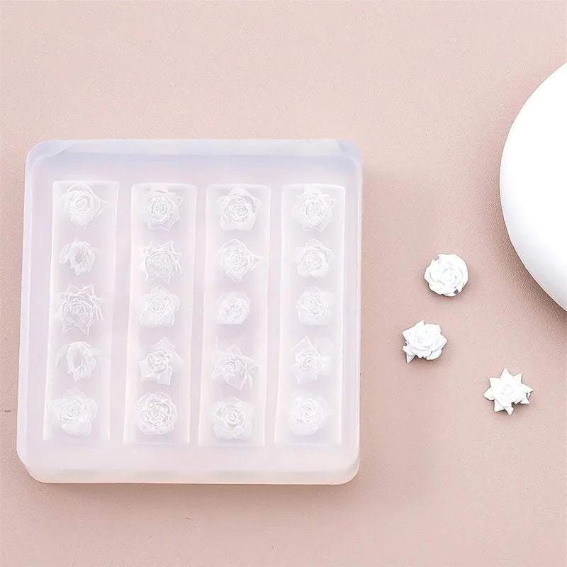 1pc rose flower 3D Acrylic Nail Mold Hand Engraving Mold Nail Art Decorations Silicone Nail Art