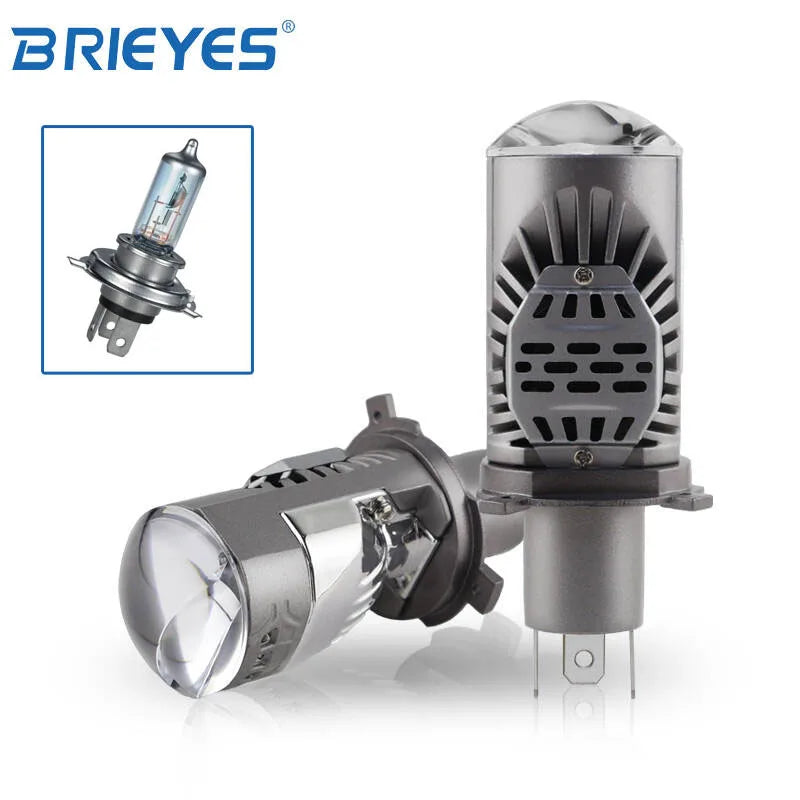 2Pcs H4/9003/HB2 High Low Beam Mini Projector Lens Car Truck LED Headlight Bulbs 9-60V 50W/Bulb 6500K White Light Flat Pattern