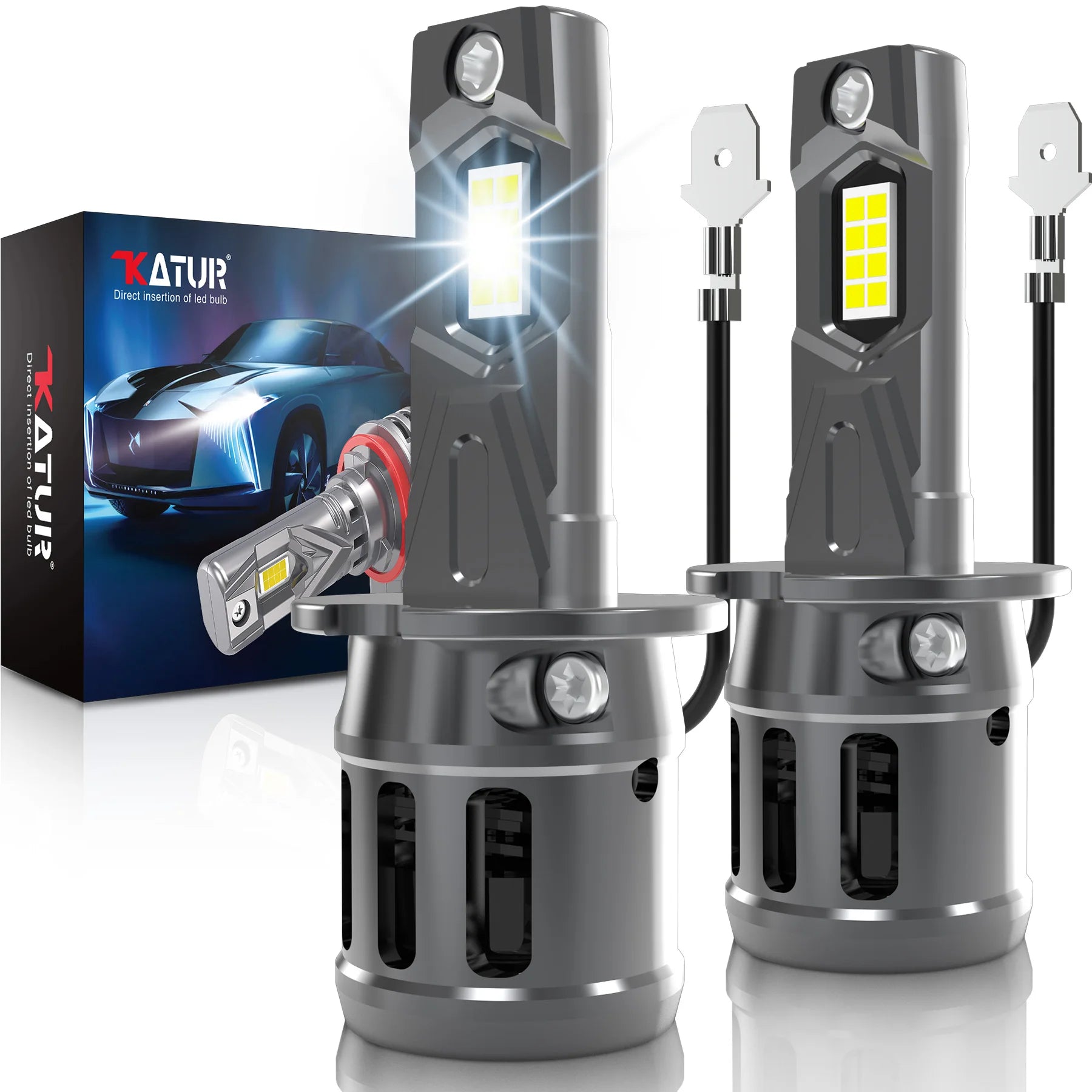 Katur 2Pcs H7 H4 H8 H11 Base Socket LED Lights Head Lamp 20000LM LED H1 H3 HB3 HB4 9005 9012 HIR2 Car LED Headlight Bulb 6000K
