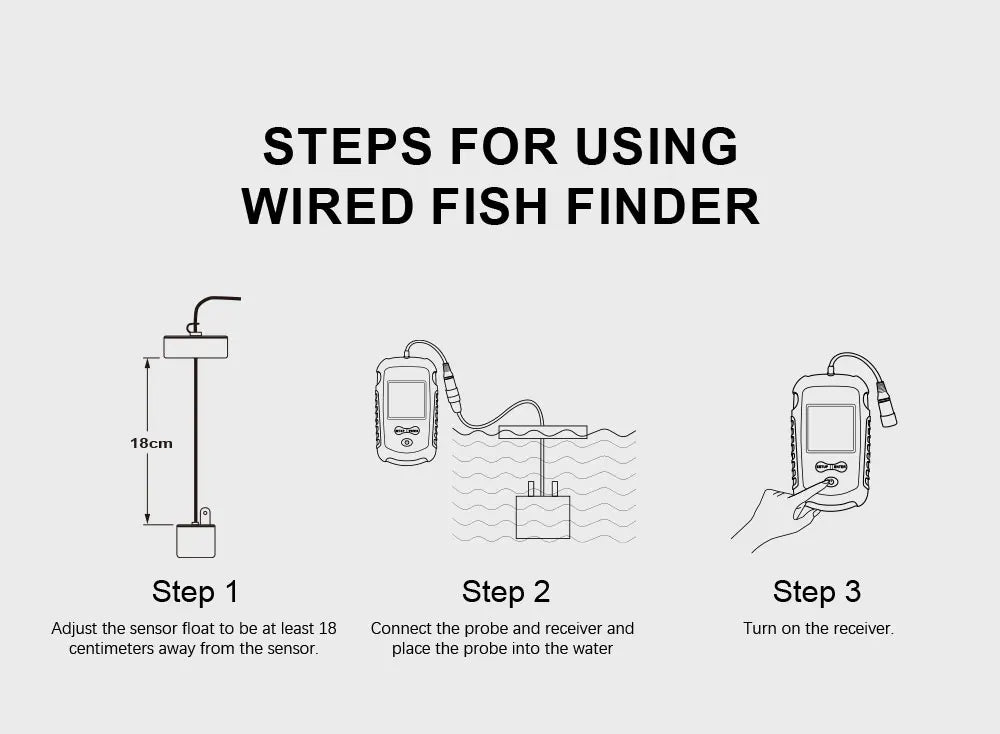 FFC1108-1 Alarm 100M Portable Sonar Fish Finders 45 degrees Sonar Coverage Echo Sounder Alarm Transducer Lake Sea Fishing