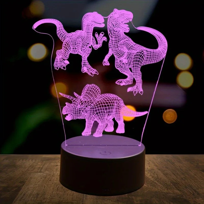 1pc retro dinosaur 3D night light, USB interface table light, holiday atmosphere decorative lamp, holiday gift to friends.