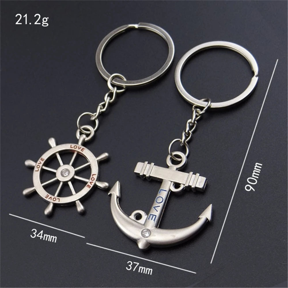 2pcs Cute Metal Cartoon Doll Heart Keychain Romantic Love Letter Couple Keyring For Women Men Valentine'S Day Gifts