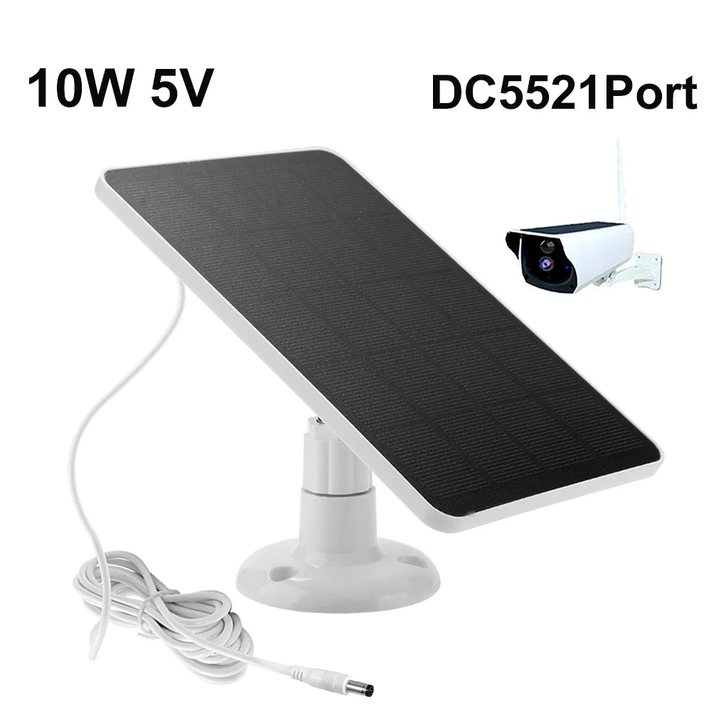 10W 5V Solar Panel USB/Type-C/Micro USB/DC Port for Security Camera/Small Home Light System Outdoor Solar Cells Charger Powered