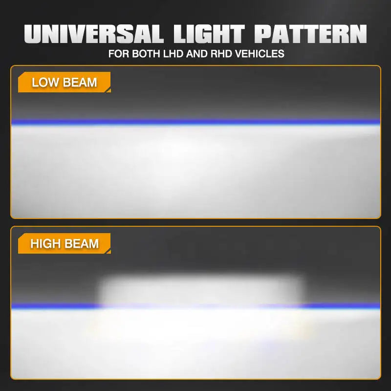 2Pcs H4/9003/HB2 High Low Beam Mini Projector Lens Car Truck LED Headlight Bulbs 9-60V 50W/Bulb 6500K White Light Flat Pattern