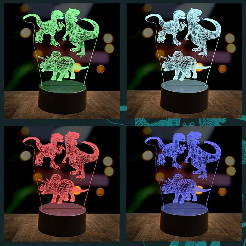 1pc retro dinosaur 3D night light, USB interface table light, holiday atmosphere decorative lamp, holiday gift to friends.