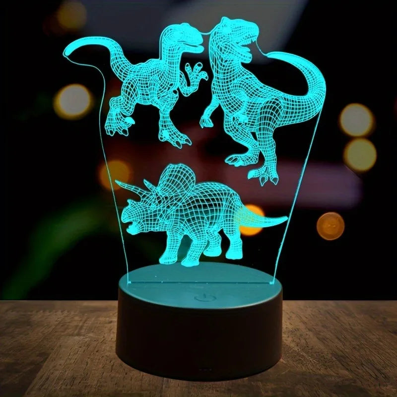 1pc retro dinosaur 3D night light, USB interface table light, holiday atmosphere decorative lamp, holiday gift to friends.