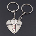 2pcs Cute Metal Cartoon Doll Heart Keychain Romantic Love Letter Couple Keyring For Women Men Valentine'S Day Gifts